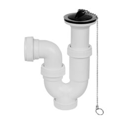 Sifão curvo extensivel 1"1/2" com corrente e tampa