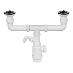 MIRTAK Sifão de garrafa extensível duplo v70 com conexão para máquina de lavar louça + plugues