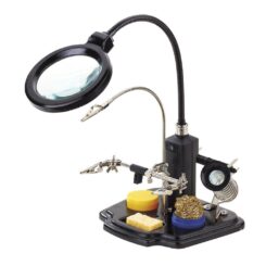 Suporte para soldador com lupa, LUZ e pinças de crocodilo