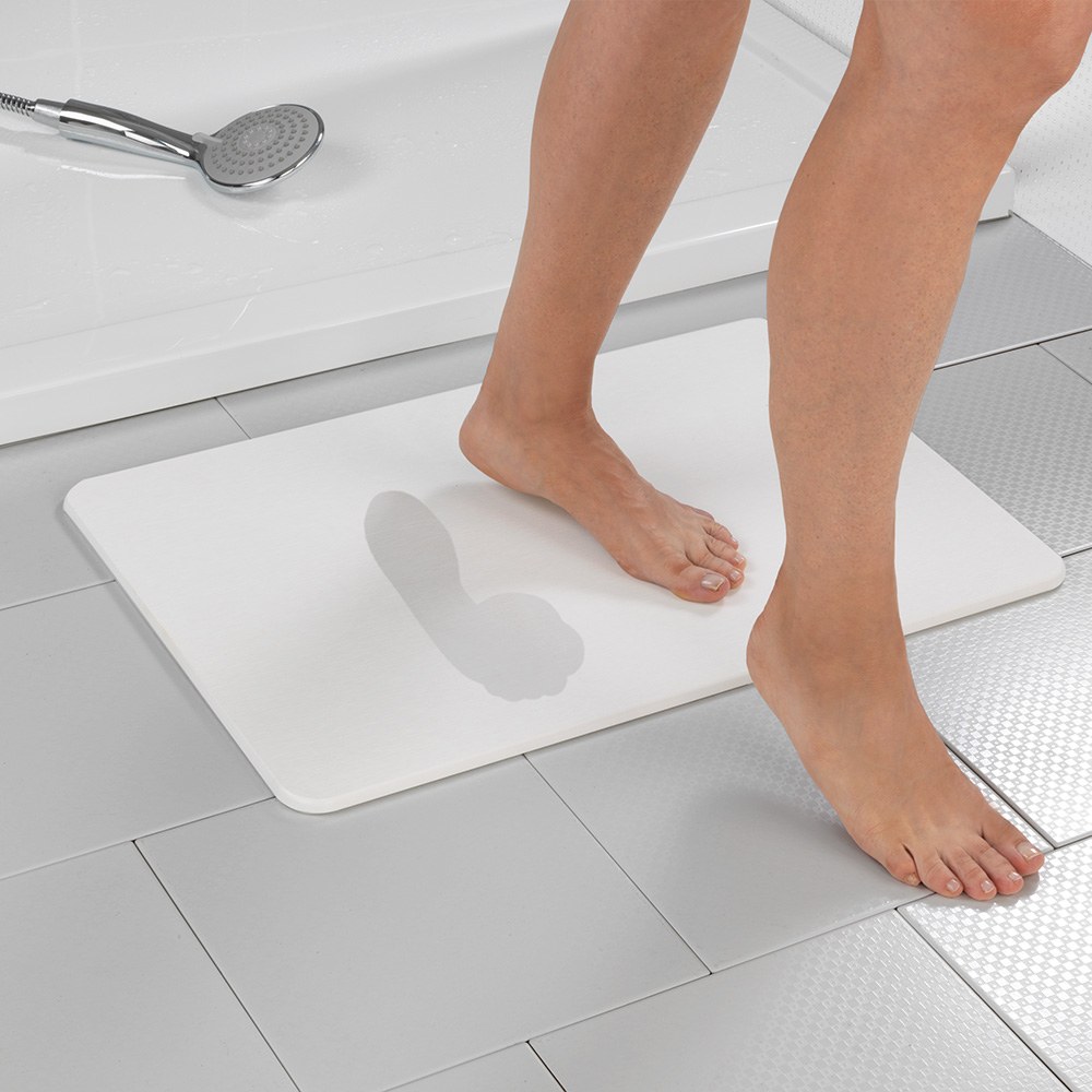 Alfombra de baño antideslizante de diatomita, blanco, 60 x 39 cm - Image 2