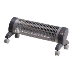 Aquecedor de quartzo com rodas, modelo 2302-R, 1200 W, cinzento, 53 x 16 x 18,5 cm