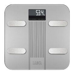 Balança electrónica de casa de banho bluetooth com cálculo da composição corporal, branca