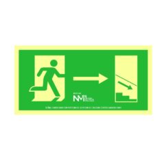 Placa de evacuação escada para baixo à direita, PVC 0,7mm, classe B, 32x16cm, B11140, Normaluz