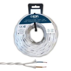 Carretel de cabo paralelo têxtil trançado H05V-K 2 x 1,00 mm² branco, 5 m
