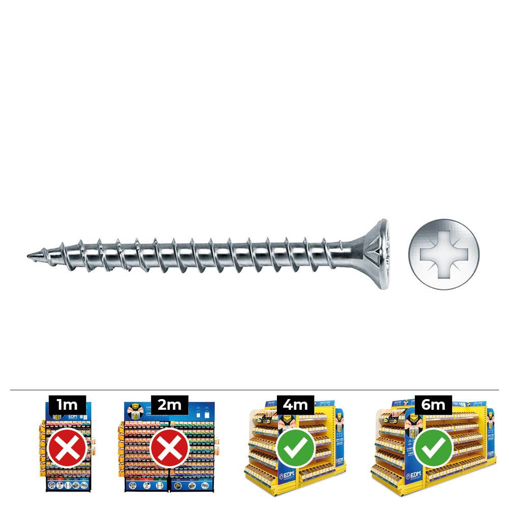 Caixa 100 UNI. parafuso para madeira escariador pozi din/ref vlox 5x80 zinc. + lubr. celo