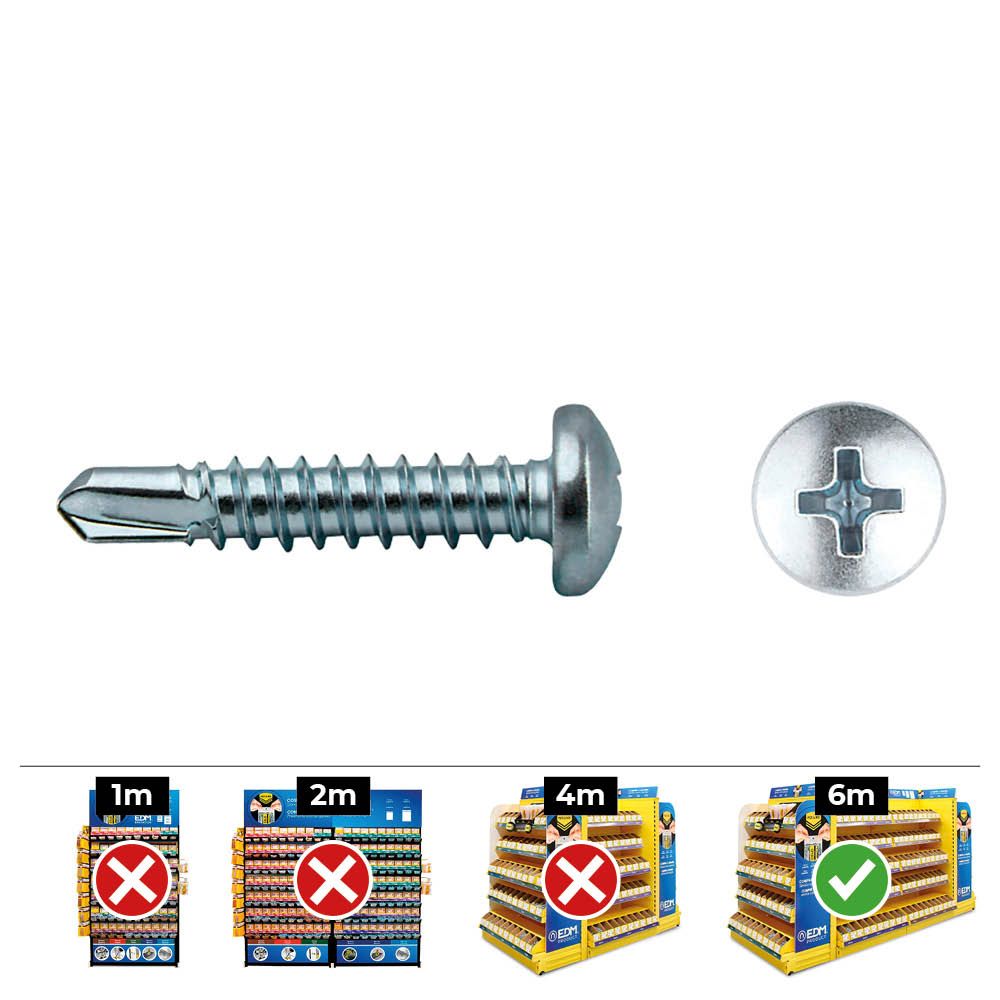 Caixa 500 unid. ponta broca cabeça de queijo (rosca da placa) philips din/ref 7504N Ø3,9x19mm zincado celo