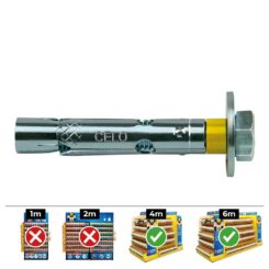 Caixa 250 un bucha dynabolt parafuso M6 Ø8x45mm zincado celo