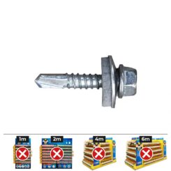 Caixa 250 unidade. parafuso 7301 broca cabeça hexagonal SW8 ø 6,3x63 mm arruela epdm Ø16 zinco