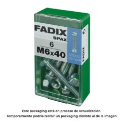 Caixa S 6 unid. parafuso metrico CAB hex+porca zinco m 6x40mm fadix