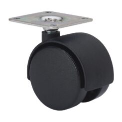 Roda giratória com placa e eixo liso, preto, máx. carga 20 kg, ø 4 cm