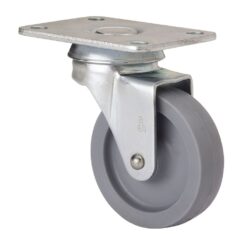 Roda giratória com placa e eixo liso, COR cinza, carga máxima. 15 kg, ø 3 cm