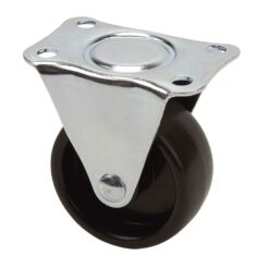 Roda fixa com placa e eixo liso, COR preta, carga máx. 20 kg, ø 4 cm