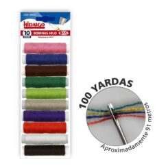 Saco com 10 carretéis de linha de 100 jardas. hidalgo