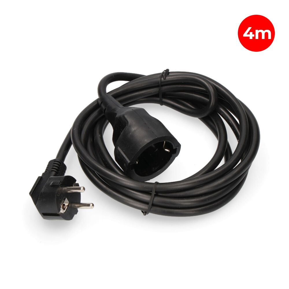 Prolongador com 1 tomada 2P+E, 16A 250V~ 4 m cabo H05VV-F 3G1,5mm² negro