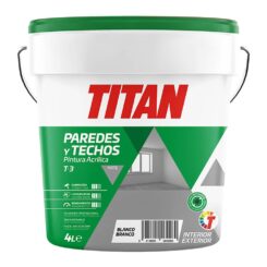 TITAN Tinta plástica estireno acrílica interior/exterior, antimofo t-3, branco mate, 4 l
