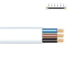 EDM Carretel de mangueira plana 3 x 1,00 mm² branco, 5 m