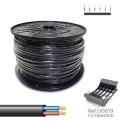 Cabo plano H05VVH2-F 2 x 1,00 mm²  preto, 500 m. (bobine grande)