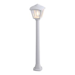 Candeeiro baliza com poste giaffa/roby, transparente, E27, branco, 195 x 195 x 945 mm