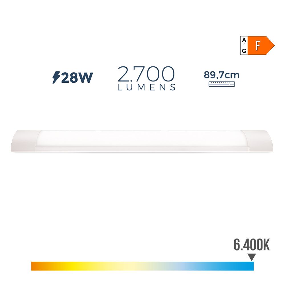 Armadura eletrónica LED 28W 6500K LUZ fria 2700lm 89,7x3,1x8cm EDM