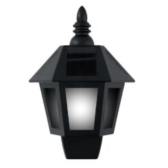 Aplique solar LED, luz fria/efeito chama, IP44, preto