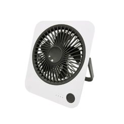 Ventilador de mesa recarregável preto e branco, 1200 mah, 165 x 140 x 32,5 mm