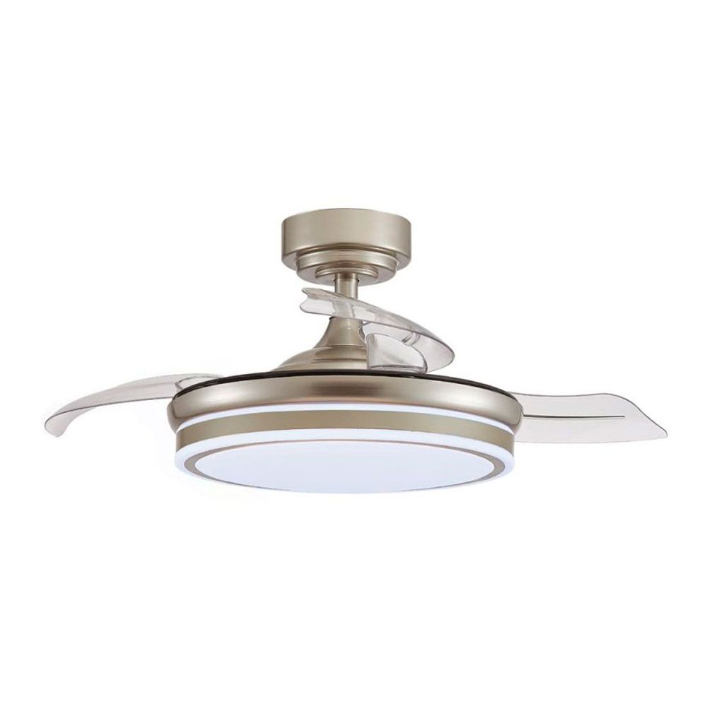 Ventoinha de teto LED 3 páss retráteis moss mini 46 W 5520 LM níquel, pás Ø92 cm, aplique Ø39 cm, altura 32 - 42 cm - Image 2