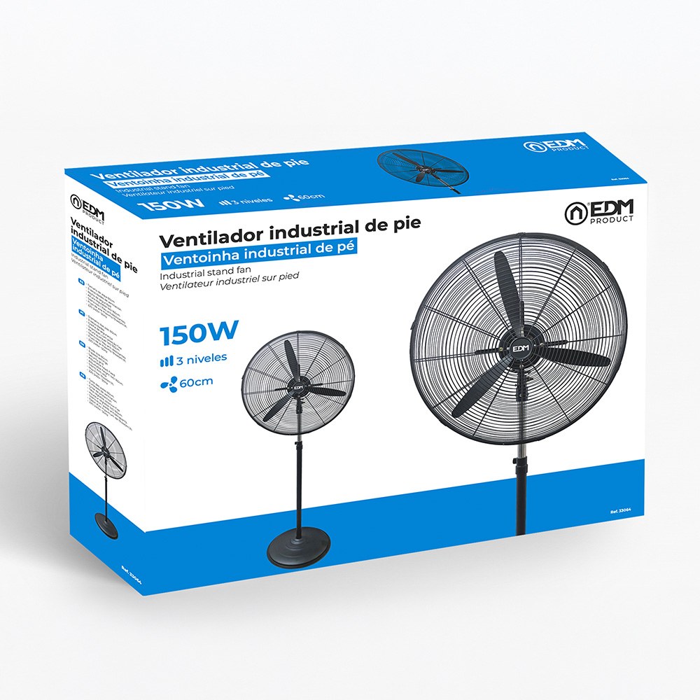 Ventoinha industrial de pé 150 W, preto, Ø60 cm - Image 2