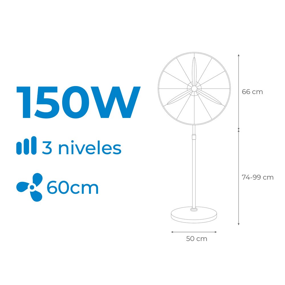 Ventoinha industrial de pé 150 W, preto, Ø60 cm - Image 3