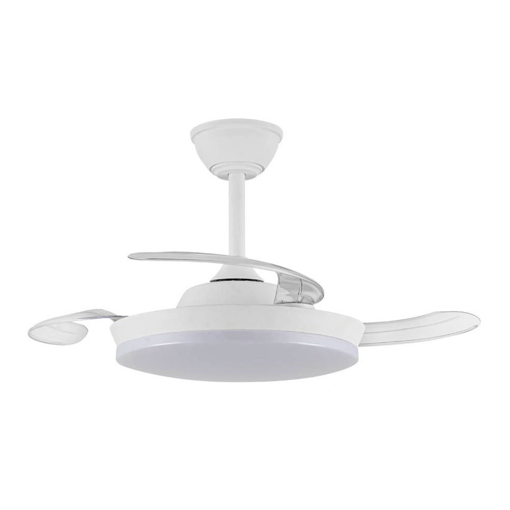 Ventilador teto, LED 3CCT, pás retrácteis, milky S ECO, 39 W, 3822 LM, branco, Ø92 cm, plafon Ø39 cm, altura 32 - 42 cm - Image 2