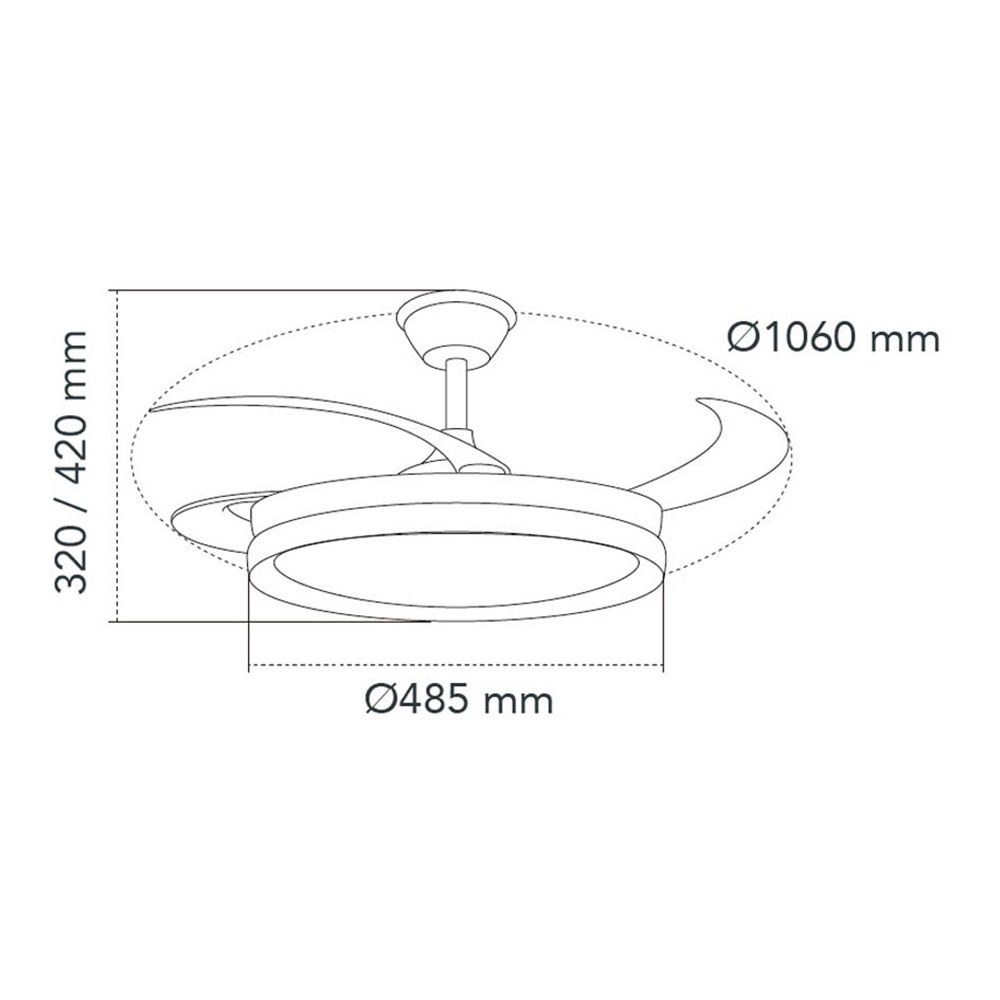 Ventilador teto, LED 3CCT, pás retrácteis, milky m ECO, 45 W, 4400 LM, branco, Ø106 cm, plafon Ø48 cm, altura 32 - 42 cm - Image 5