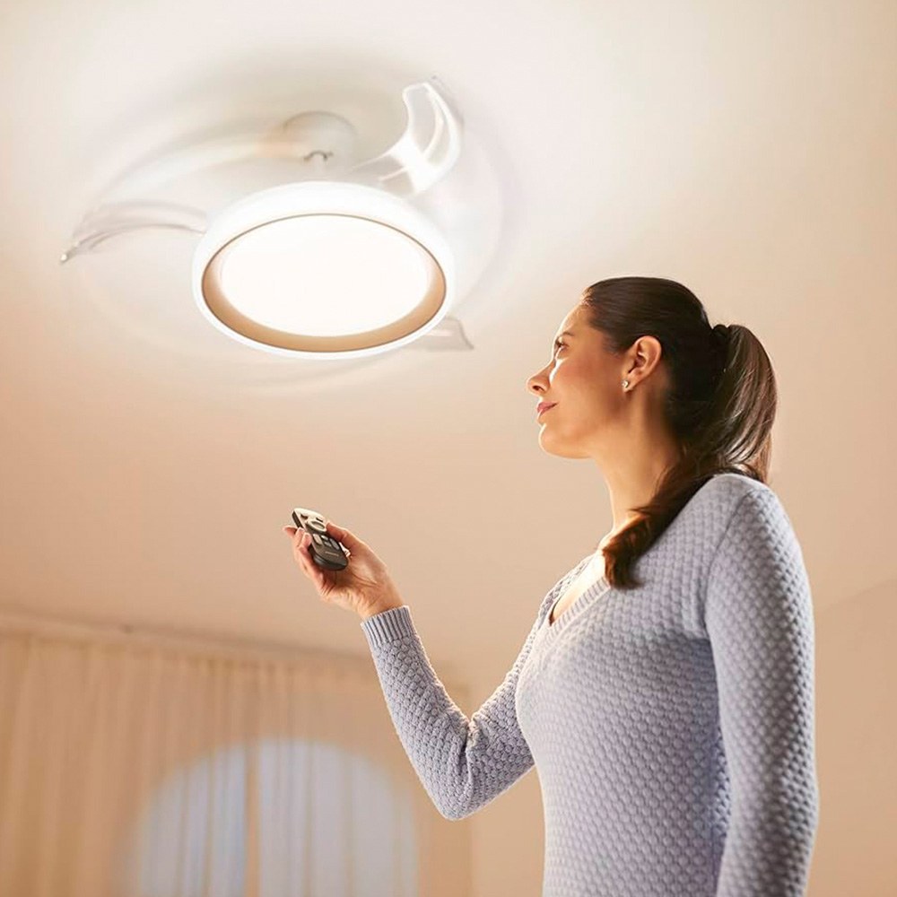Ventilador de teto com pás retráteis, LED 3 CCT, DC 28 W + 35 W, modelo bliss, branco, Ø106 cm - Image 3