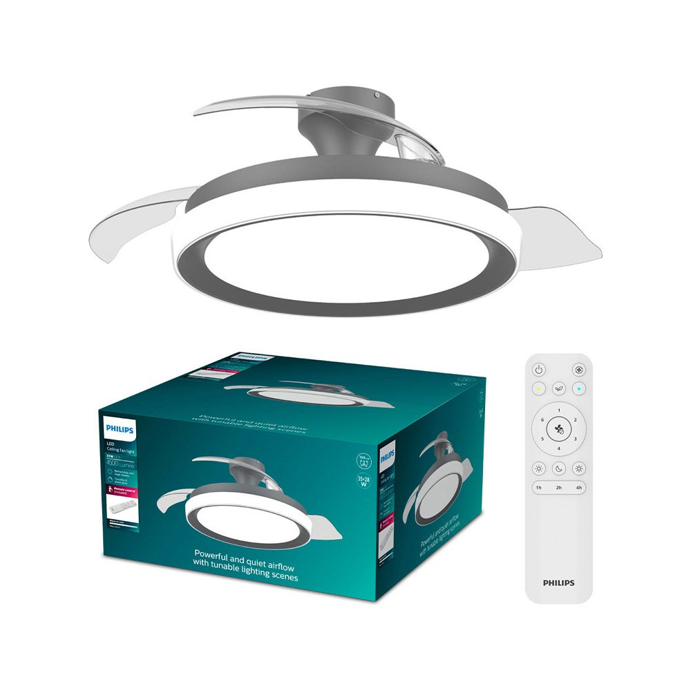 Ventilador de teto com pás retráteis, LED 3 CCT, motor DC 28 W + LED 35 W, modelo bliss preto, Ø106 cm - Image 2