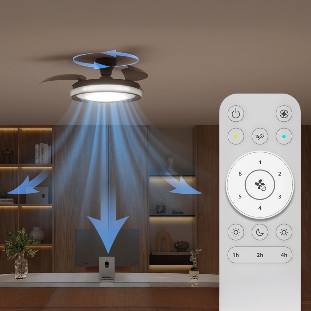 Ventilador de teto com pás retráteis, LED 3 CCT, motor DC 28 W + LED 35 W, modelo bliss preto, Ø106 cm - Image 3