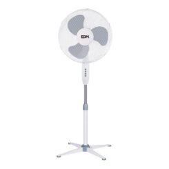 EDM Ventilador de pé, branco, potência 45 w, db 60, pás de ø40 cm, altura ajustável 105-125 cm