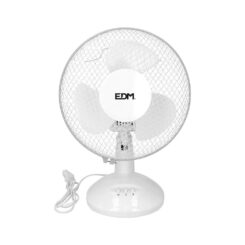 EDM Ventilador de mesa branco: 25 w, 41 db, pás: ø23, 27 x 24 x 36 cm