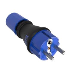 Plugue 2p+t, 16a, 250v pinos ø4,8mm. material borracha preta termoplástica 706tk solera