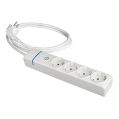 Tomada múltipla com 4 tomadas 2p+t, com interruptor iluminado, cabo de 1,5 m h05vv-f 3g1,5 mm², branco