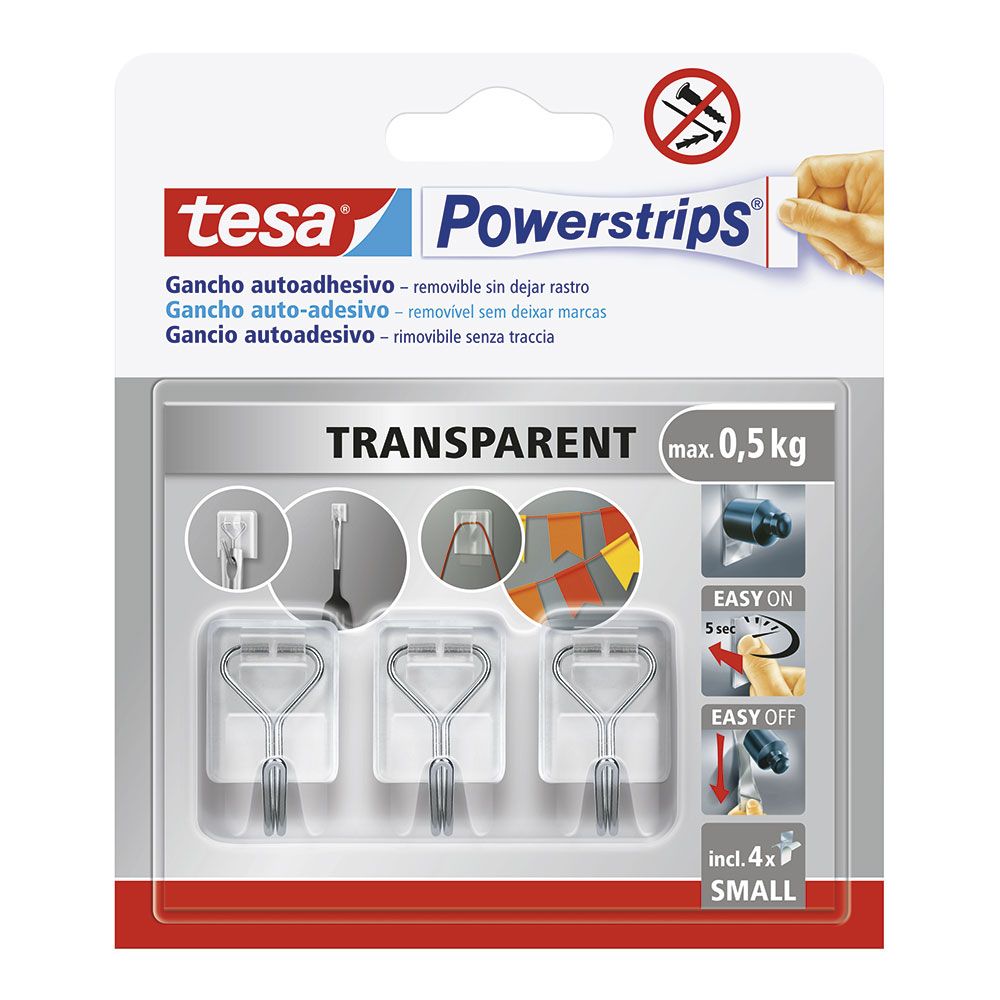Gancho autoadesivo powerstrips S, transparente