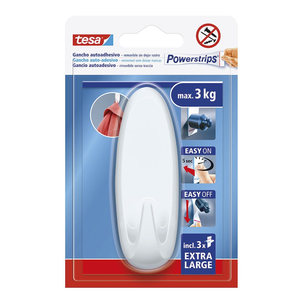 Gancho autoadesivo powerstrips XL, oval branco