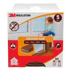 Burlete de aislamiento clásico para huecos medianos de 1 - 4 mm, marrón, 6 m