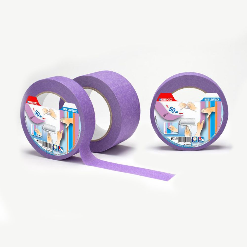 Fita de mascara com baixa adesão lilac para superfícies delicadas 50 mm x 50 m