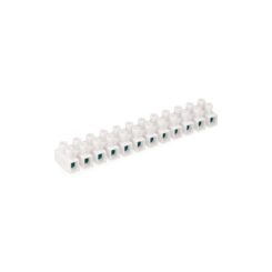 Regleta de conexion de 10 mm , 12 conectores, homologada, blanca