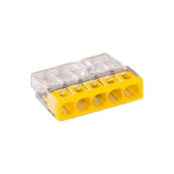 Conector rápido 5 condutores rígidos, ø máximo 2,5 mm², transparente /  amarela