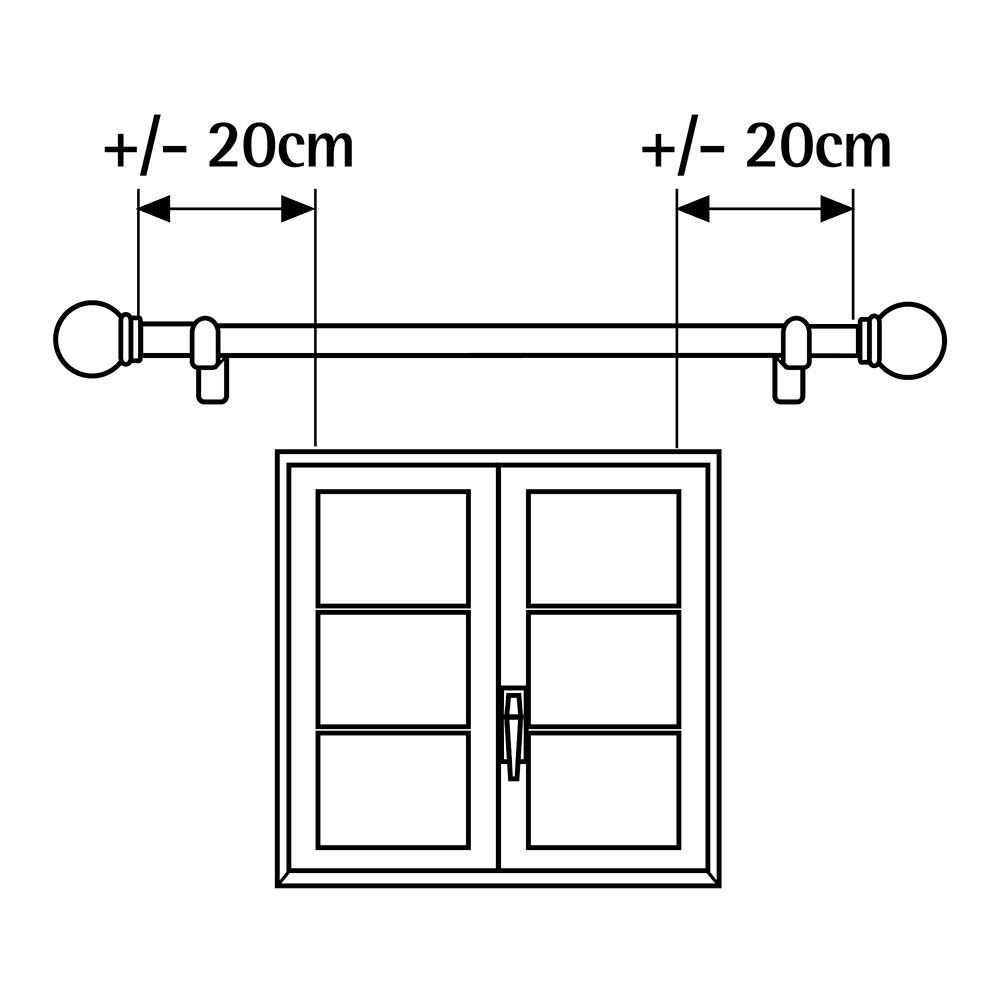 KIT de varão de cortina extensível prateado 160-300 cm - Image 3