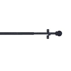 Varão de cortina extensível deco sphere, preto, 70-120 cm