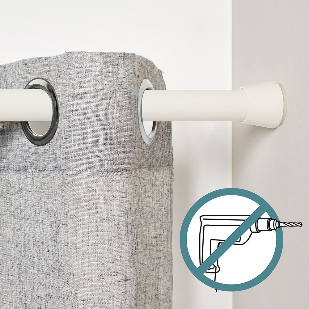 Barra extensible multiuso a presión sin taladro, blanca, ø2,8 - 2,5 x 140 - 250 cm - Image 2