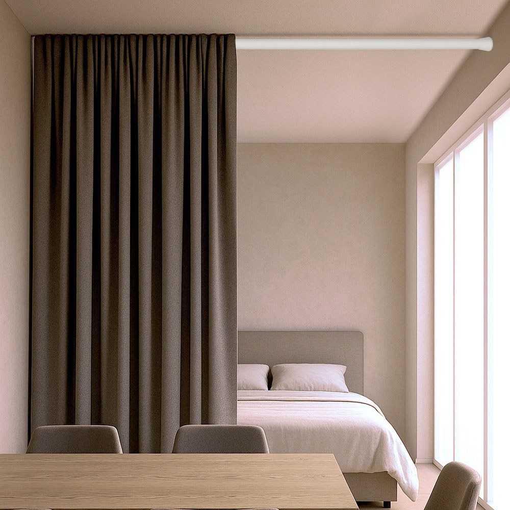 Barra extensible multiuso a presión sin taladro, blanca, ø2,8 - 2,5 x 140 - 250 cm - Image 3