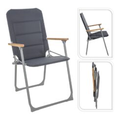 Cadeira de acampamento dobrável cinza, 62 x 55 x 92 cm