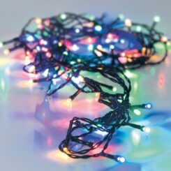 Grinalda a pilhas multifunções 24 leds multicor cabo preto IP44 2,30m