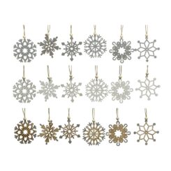 Enfeite de natal em madeira, flocos de neve, Ø6cm, modelos variados